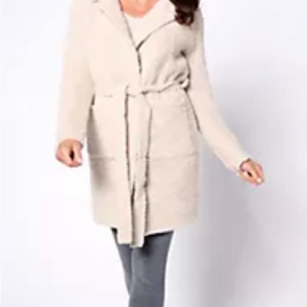 NWT Barefoot Dreams CoxyChic Teddy Coatigan in Stone Size 2X MSRP $225